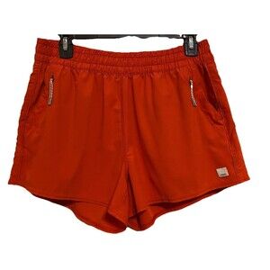 VUORI Dash Shorts Womens Large 3” Inseam Pull On VW367 Pockets Red High Rise
